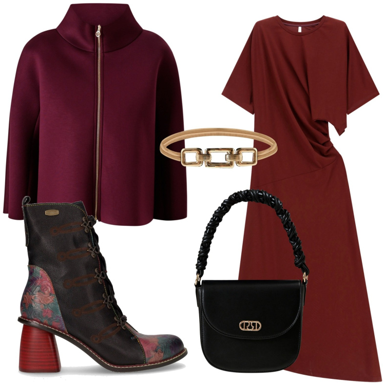 Outfit donna - Pinterest Inspiration x Bantoa. Stile Glamour per Serata fuori. Abbinamento con cappe, cinture, borse a mano, vestiti lunghi, stivaletti.