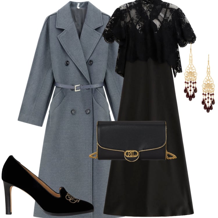Outfit donna - Cerimonia con FW25 Imperial. Stile Chic per Cerimonia. Abbinamento con vestiti lunghi, cappotti, orecchini, borse a tracolla, décolleté.