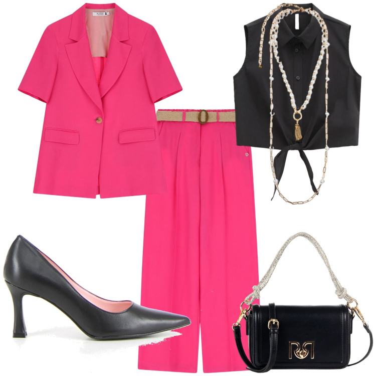 Outfit donna - Total look #2246725. Stile Bon Ton per Cerimonia. Abbinamento con borse a mano, pantaloni, blazer, camicie, collane, décolleté.