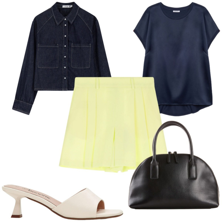 Outfit donna - Total look #2246734. Stile Trendy per Tutti i giorni. Abbinamento con ciabatte, shopping bag, camicie, gonne, bluse.
