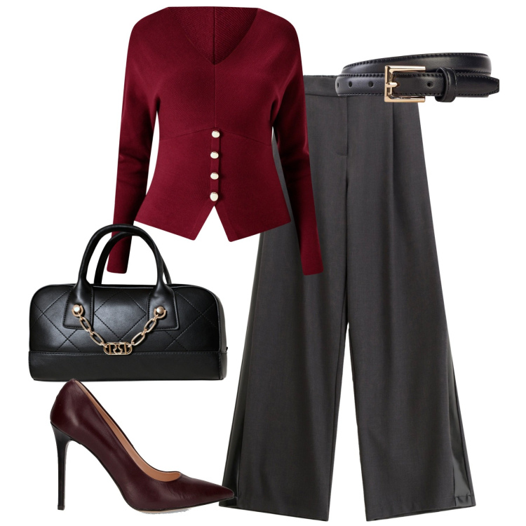 Outfit donna - Settembre. Stile Urban per Tutti i giorni. Abbinamento con cinture, borse a mano, maglieria, pantaloni, décolleté.