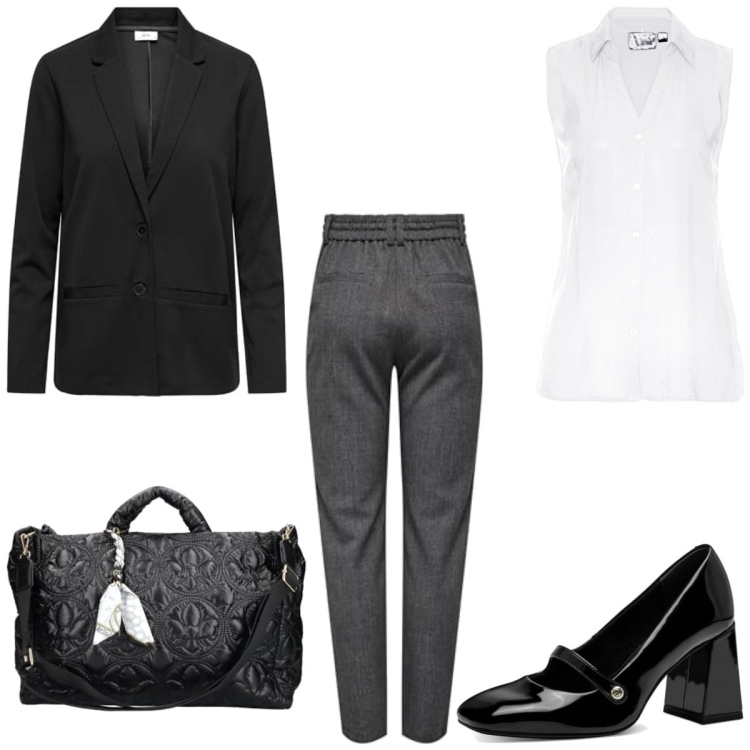Outfit femme - Basique #4807. Style Basique pour Bureau. Assortir avec chemisiers, sacs à main, pantalon , escarpins, blazers.