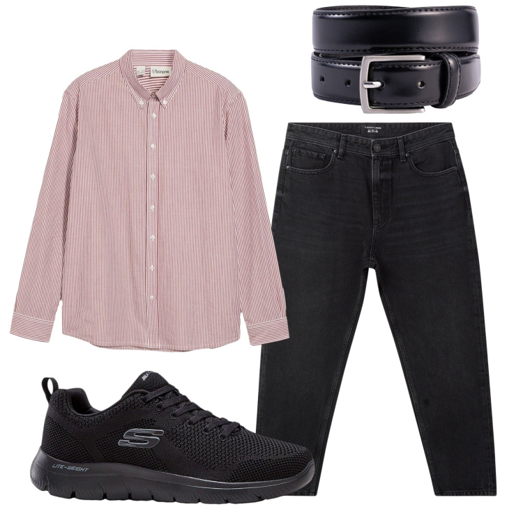Outfit uomo - Una camicia e un jeans. Stile Casual per Tutti i giorni. Abbinamento con sneakers, camicie, jeans, cinture.
