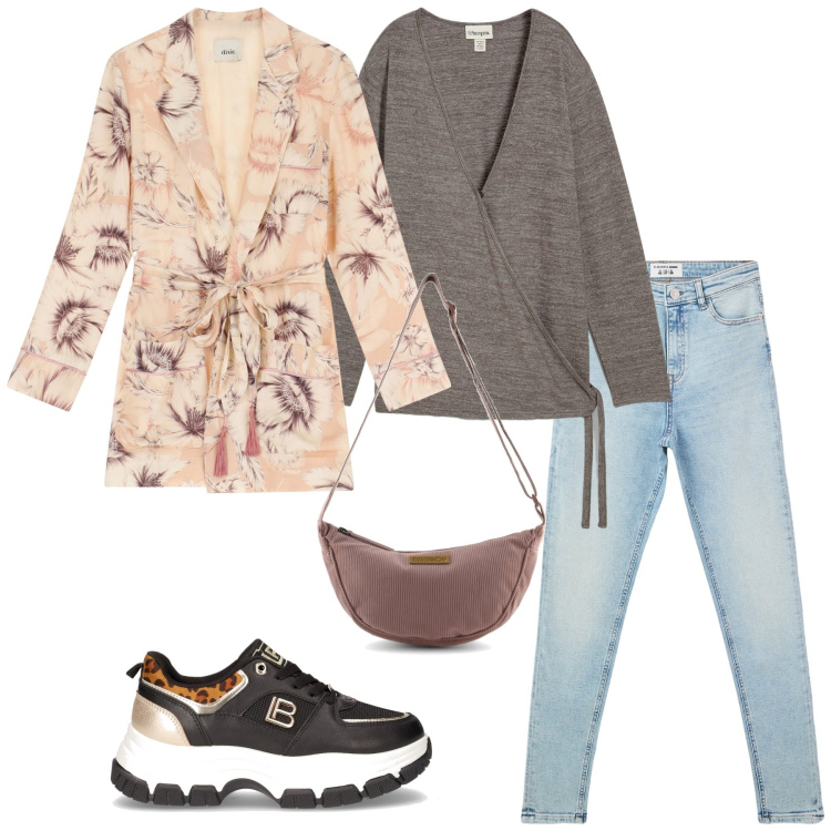Outfit donna - Total look #2246897. Stile Urban per Tutti i giorni. Abbinamento con cardigans, jeans skinny, trench, borse a tracolla, sneakers.
