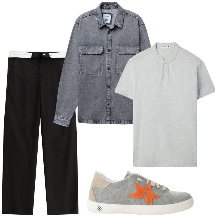 Outfit uomo - Total look #2246906. Stile Urban per Tutti i giorni. Abbinamento con t-shirt, cappotti, sneakers, pantaloni.