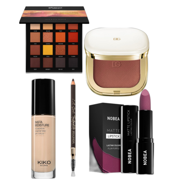 Outfit donna - Autunno colori. Abbinamento con rossetti, blush, matite sopracciglia, fondotinta, terre.