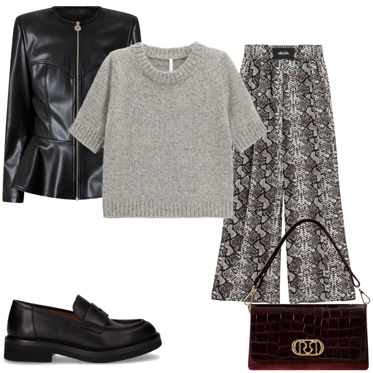 Outfit donna - Sportiva ma chic. Stile Sporty chic per Tutti i giorni. Abbinamento con giacche, borse a mano, maglieria, pantaloni a palazzo, mocassini.