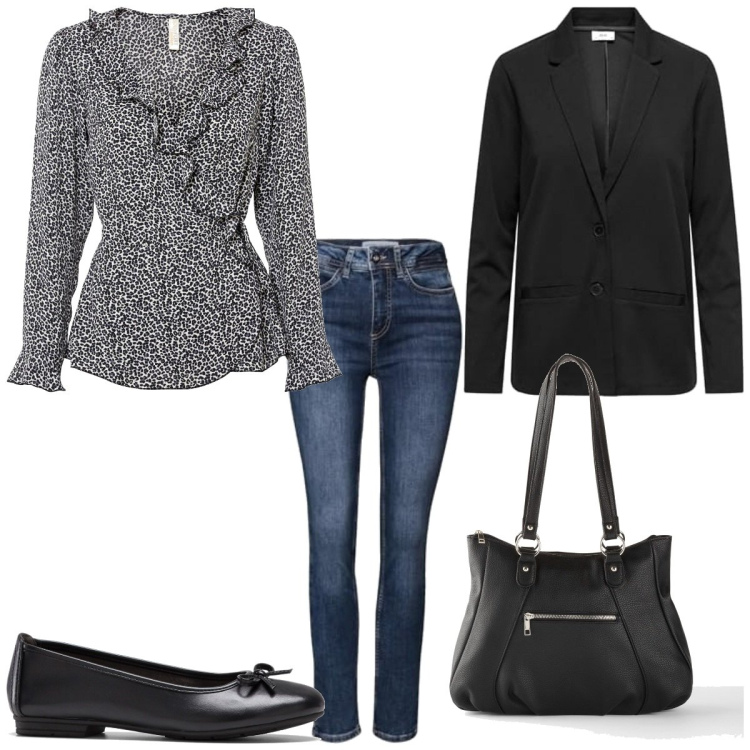 Outfit femme - Basique en septembre. Style Basique pour Tous les jours. Assortir avec tuniques, sacs à main, ballerines, blazers, jeans.