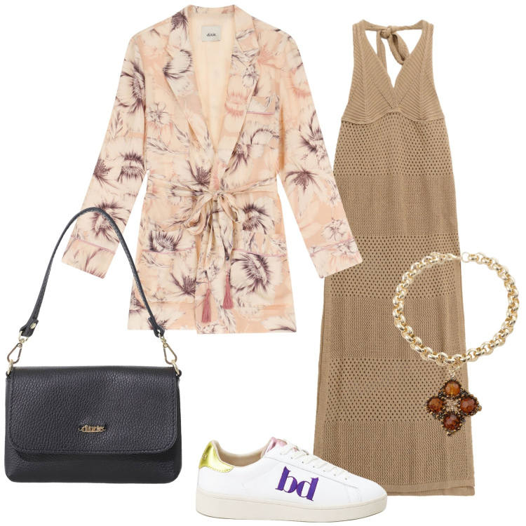Outfit donna - Dixie mix. Stile Trendy per Tutti i giorni. Abbinamento con sneakers, trench, vestiti lunghi, collane, borse a tracolla.
