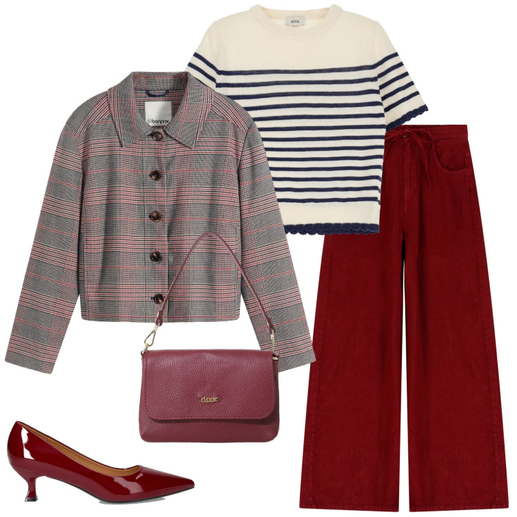 Outfit donna - Total look #2247047. Stile Glamour per Ufficio. Abbinamento con cappotti, pantaloni, borse a tracolla, maglieria, décolleté.