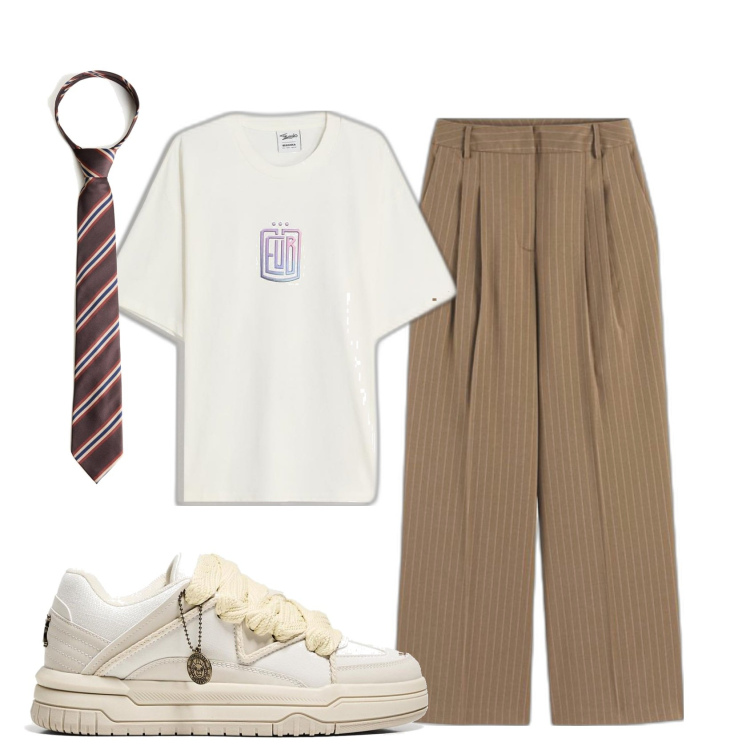 Outfit hombre - Trendy #5638. Estilo Trendy para Todos los días. Combinación con pantalones, sneakers, corbatas, camiseta.