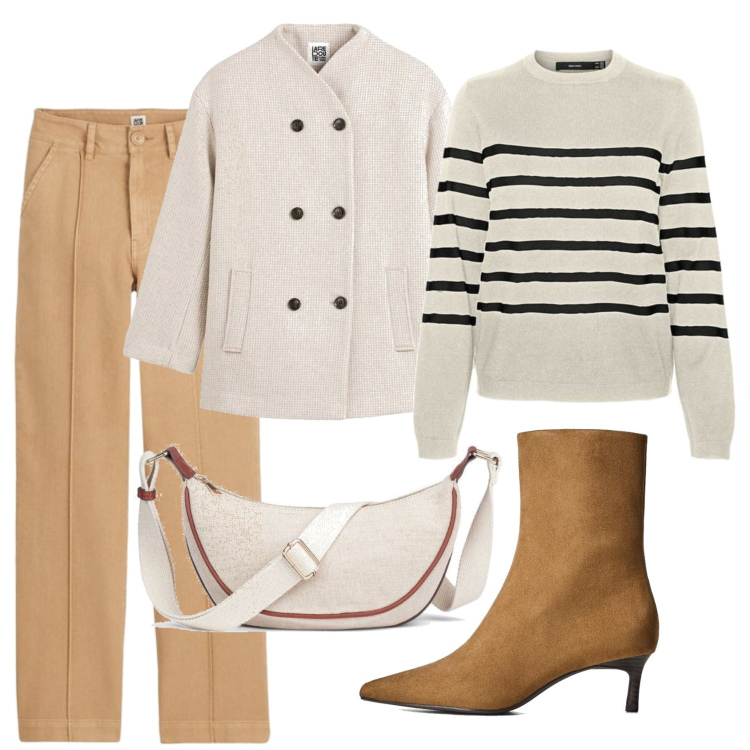 Outfit mujer - Stylish every day. Estilo Basic para Todos los días. Combinación con abrigos, riñoneras, botines, prendas de punto, pantalones.