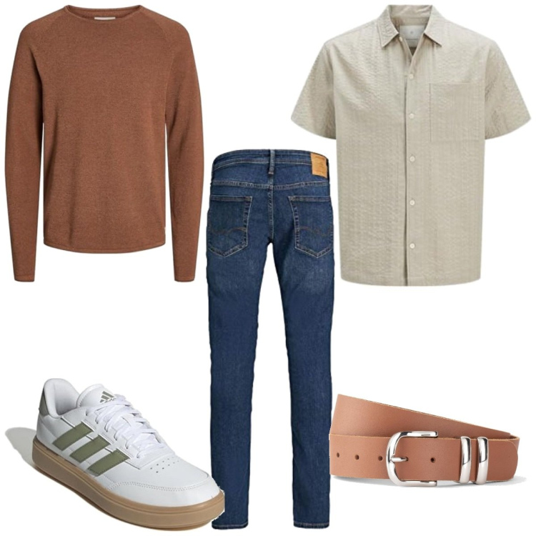 Outfit homme - Tendance #5590. Style Tendance pour Tous les jours. Assortir avec ceintures, jeans, sneakers, pulls, t-shirts.
