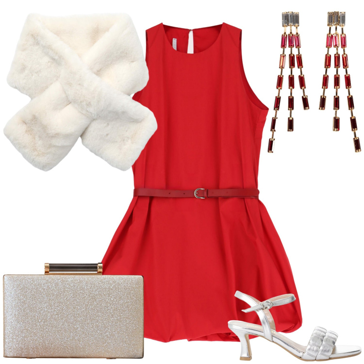 Outfit donna - Una stola per la sera. Stile Glamour per Serata fuori. Abbinamento con orecchini, sciarpe, clutch, vestiti corti, sandali col tacco.
