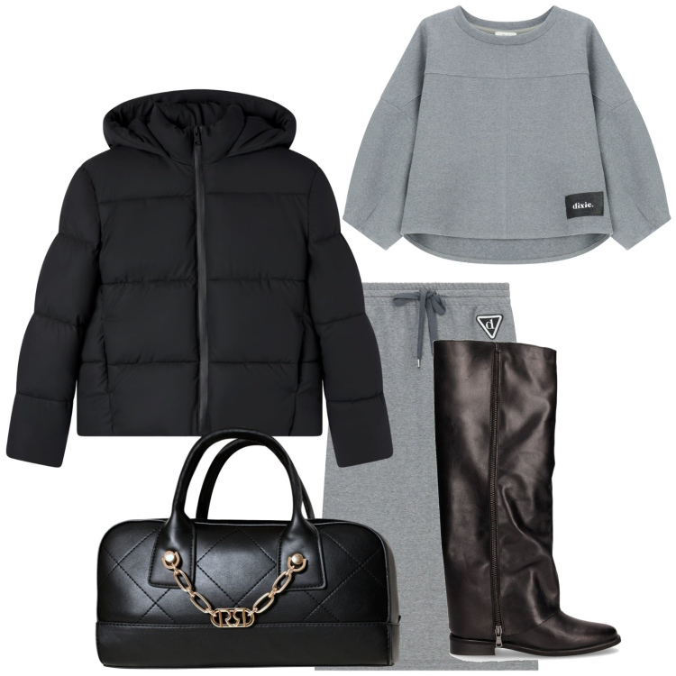 Outfit donna - L\'estate sta finendo. Stile Minimal per Ufficio. Abbinamento con bomber, borse a mano, gonne longuette, maglieria, stivali.