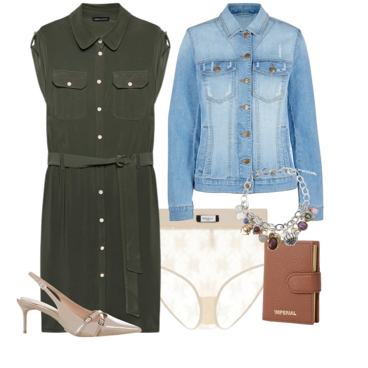 Outfit donna - Total look #2247315. Abbinamento con blazer, décolleté, portafogli, slip, braccialetti con ciondoli, vestiti chemisier.