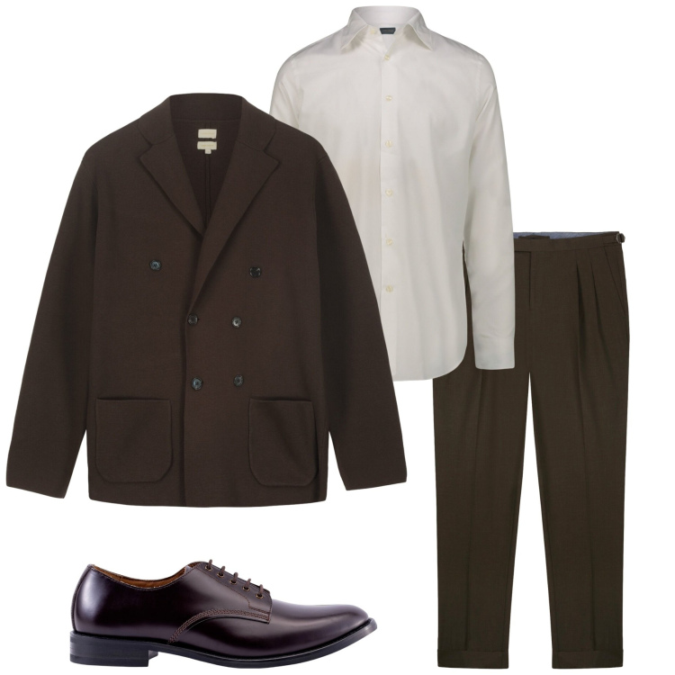 Outfit uomo - Festa a sorpresa. Stile Business/Elegante per Serata speciale. Abbinamento con pantaloni, scarpe stringate, camicie, giacche.