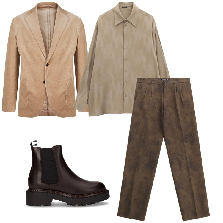 Outfit uomo - Velluto per la sera. Stile Trendy per Serata speciale. Abbinamento con pantaloni, camicie, giacche, stivali e stivaletti.