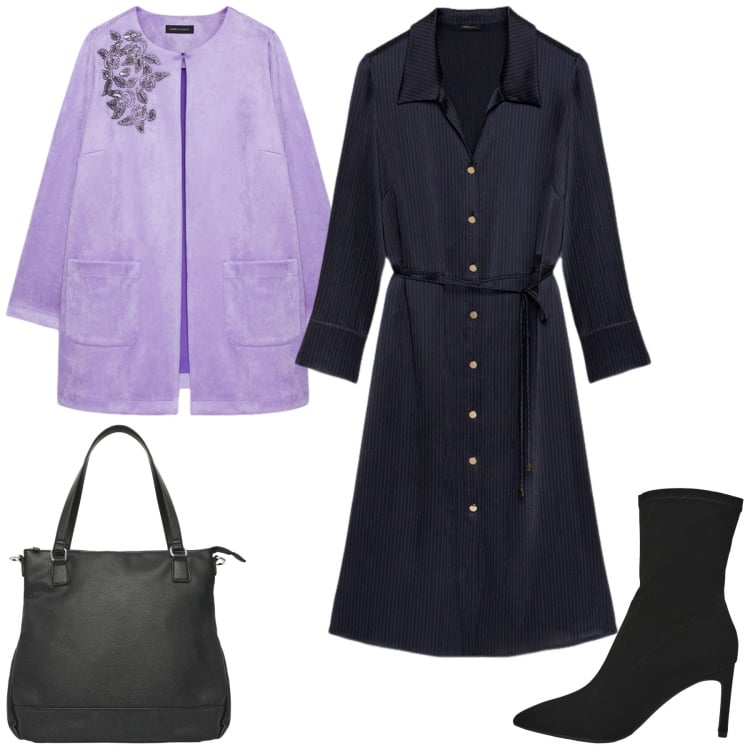Outfit donna - Total look #2247403. Stile Minimal per Serata fuori. Abbinamento con shopping bag, stivali, vestiti lunghi, trench.