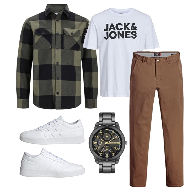 Outfit homme - Septembre. Style Tendance pour Tous les jours. Assortir avec pantalon skinny, montres analogiques, t-shirts, chemisiers, sneakers.