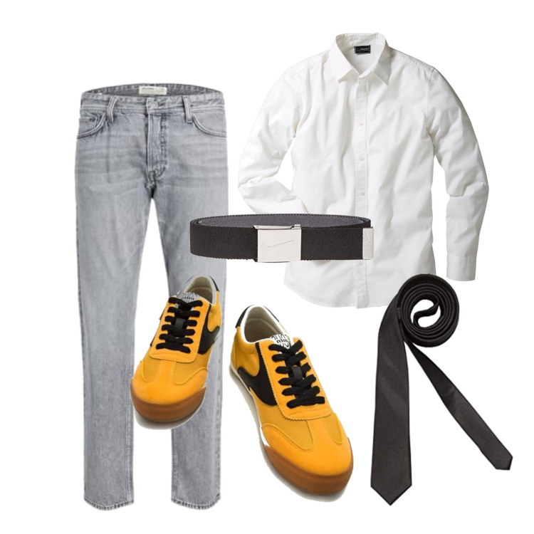 Outfit homme - Septembre. Style Tendance pour Tous les jours. Assortir avec chemisiers, ceintures, cravates, jeans, sneakers.