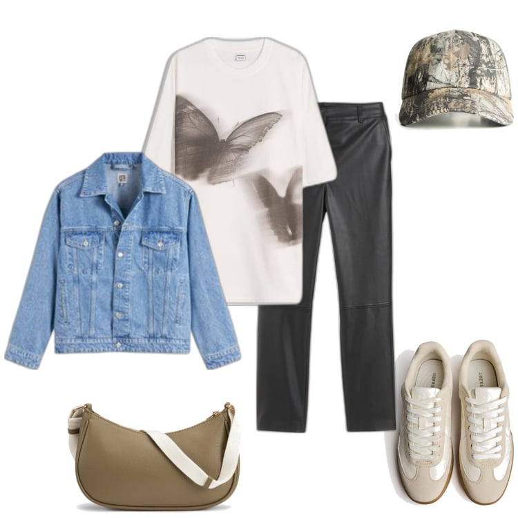 Outfit mujer - Urban #5488. Estilo Urban para Todos los días. Combinación con sneakers, pantalones, bandoleras, blazers, sombreros, camiseta.