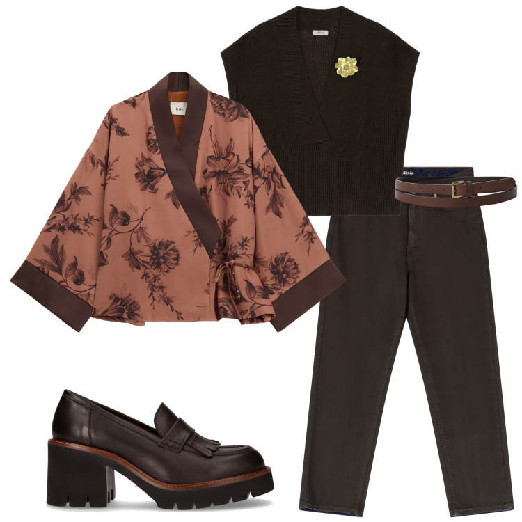 Outfit donna - Giacca kimono. Stile Sporty chic per Serata fuori. Abbinamento con blazer, cinture, maglieria, pantaloni, décolleté.