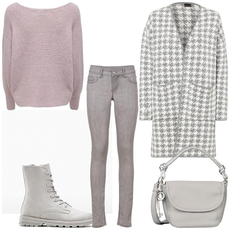 Outfit femme - Couleurs pales. Style Basique pour Tous les jours. Assortir avec manteaux, jean skinny, bottines, sacs à main, pulls.