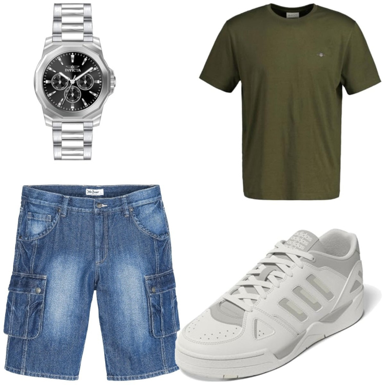 Outfit homme - Urban #4402. Style Urban pour Tous les jours. Assortir avec bermuda, t-shirts, sneakers, montres analogiques.