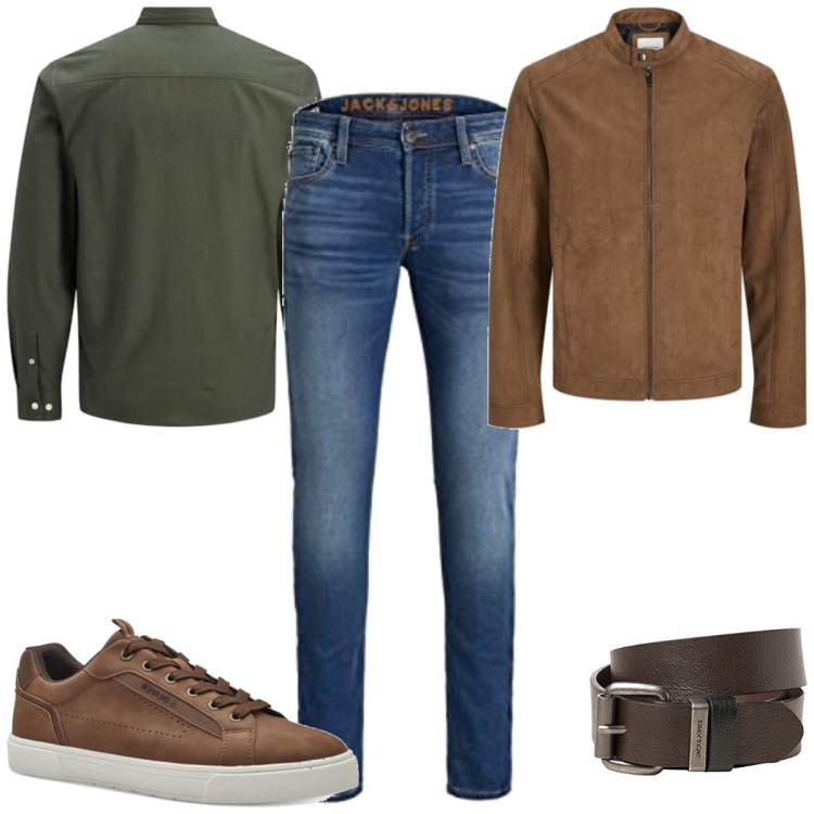 Outfit homme - Couleurs feuille d automne. Style Tendance pour Tous les jours. Assortir avec jean slim, vestes, sneakers, ceintures, chemisiers.