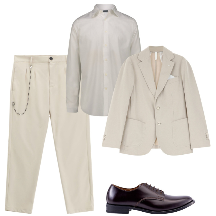 Outfit uomo - White. Stile Business/Elegante per Tutti i giorni. Abbinamento con giacche, pantaloni, scarpe stringate, camicie.