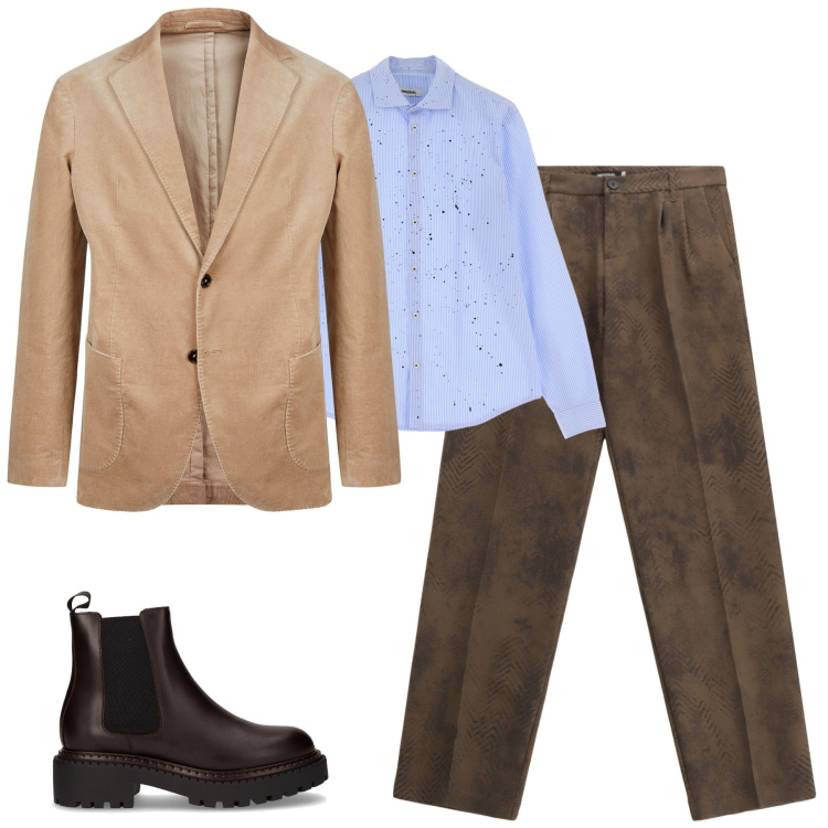 Outfit uomo - La giacca in velluto. Stile Urban per Tutti i giorni. Abbinamento con camicie, pantaloni, giacche, stivali e stivaletti.