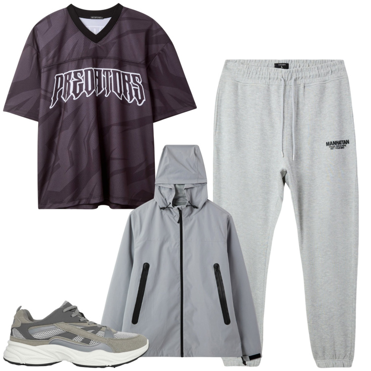 Outfit uomo - Sportivo. Stile Casual per Tutti i giorni. Abbinamento con pantaloni sportivi, sneakers, giacche, t-shirt sportive.
