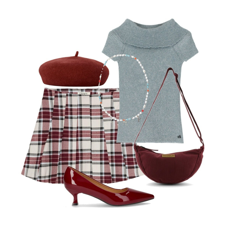 Outfit donna - Dammi un motivo... Tartan?. Stile Vintage retrò per Tutti i giorni. Abbinamento con gonne, collane, pullovers, cappelli e berretti, borse a tracolla, décolleté.