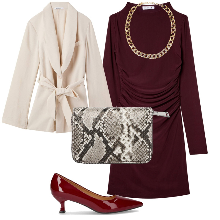 Outfit donna - Total look #2247958. Stile Bon Ton per Serata fuori. Abbinamento con vestiti corti, collane, blazer, portafogli, décolleté.