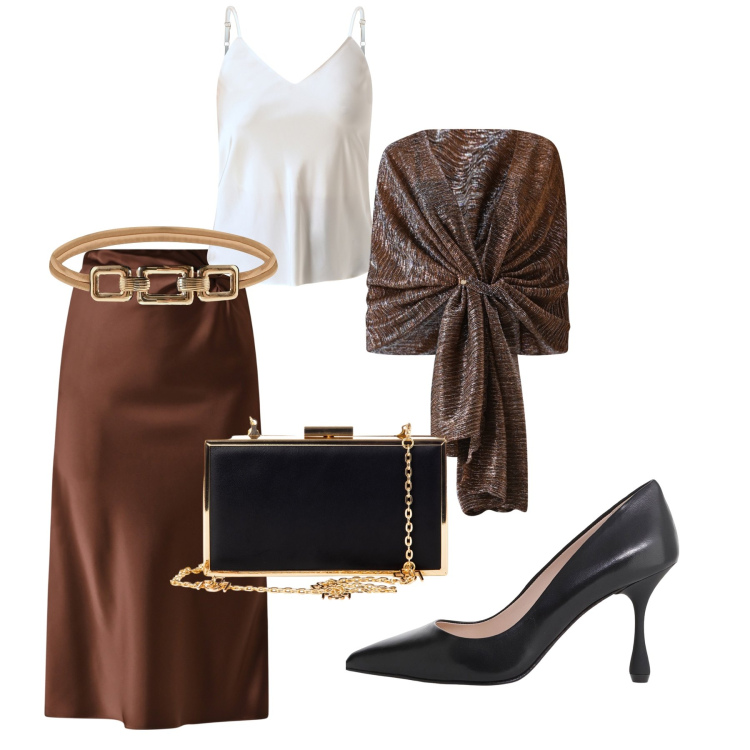 Outfit donna - Non vedo l’ora. Stile Chic per Serata fuori. Abbinamento con top, gonne longuette, pochette, cinture, stole, décolleté.