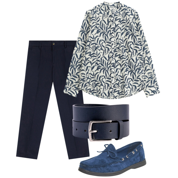 Outfit uomo - Blue september. Stile Casual per Serata speciale. Abbinamento con scarpe stringate, pantaloni chino, camicie, cinture.