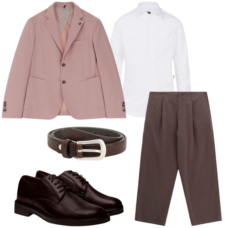 Outfit uomo - Completo spezzato per cerimonie. Stile Urban per Serata speciale. Abbinamento con cinture, giacche, pantaloni, scarpe stringate, camicie.