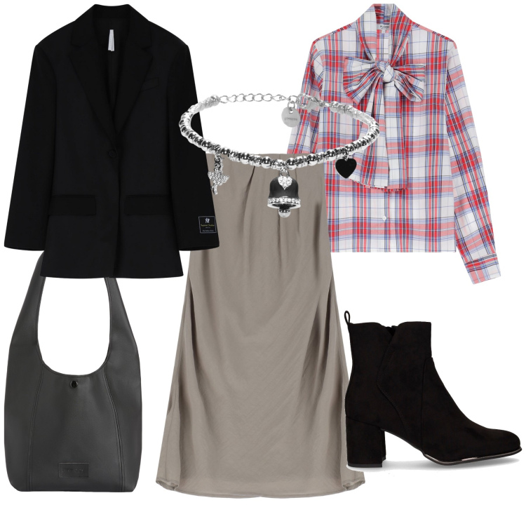 Outfit donna - Ufficio impeccabile. Stile Urban per Ufficio. Abbinamento con camicie, blazer, borse a spalla, braccialetti, gonne lunghe, stivaletti.