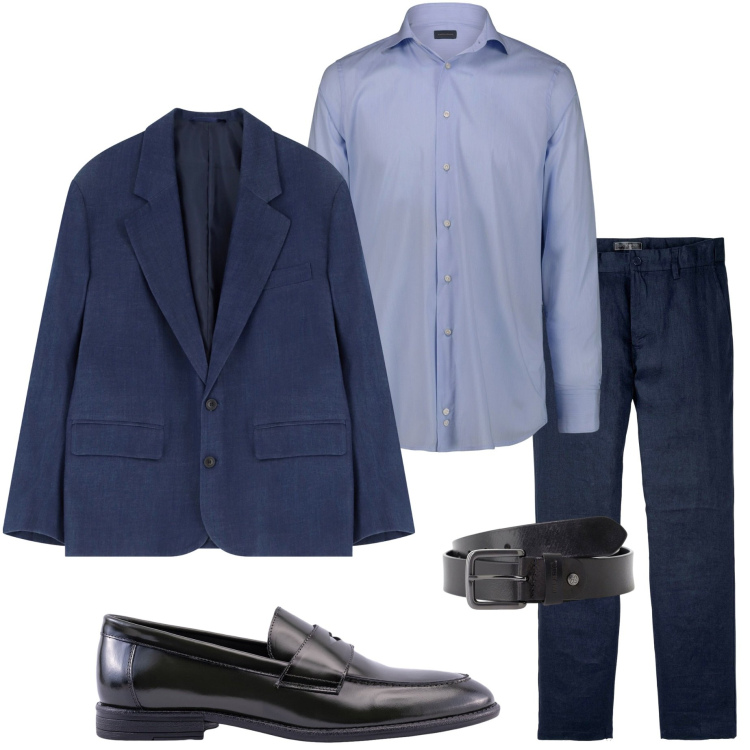 Outfit uomo - Blazer per la cena vista mare. Stile Business/Elegante per Serata speciale. Abbinamento con pantaloni, cinture, giacche, camicie, scarpe stringate.