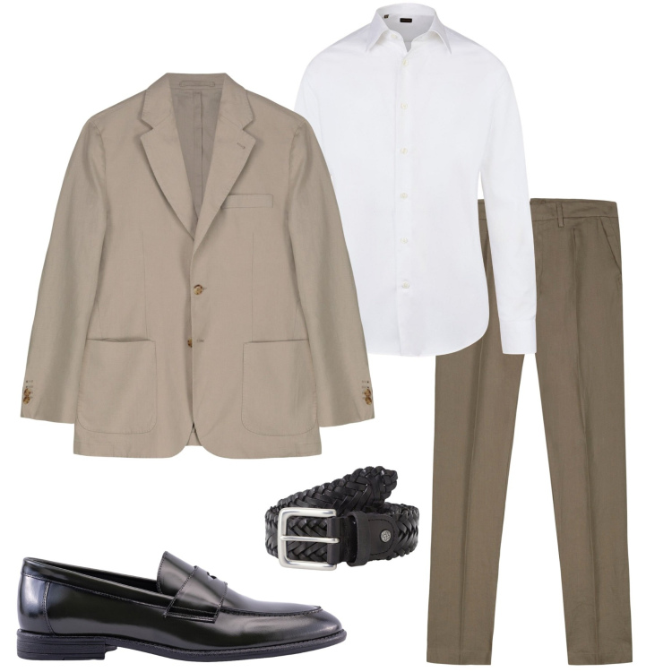 Outfit uomo - Blazer per la cena vista mare. Stile Business/Elegante per Serata speciale. Abbinamento con cinture, camicie, giacche, pantaloni, scarpe stringate.