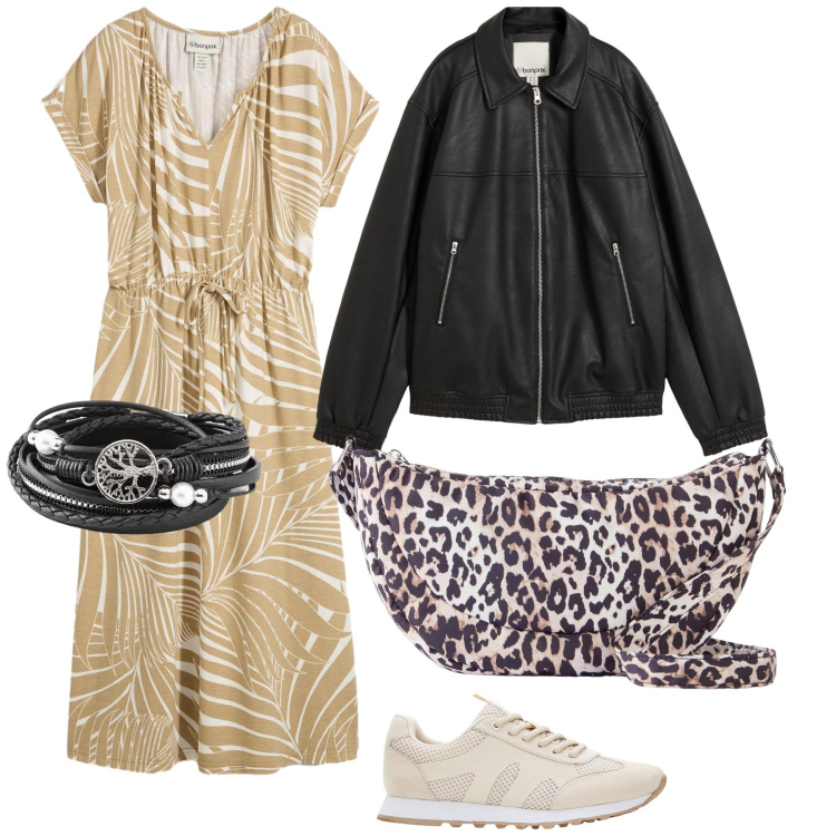 Outfit donna - Comodo Bonprix. Stile Casual chic per Tutti i giorni. Abbinamento con braccialetti, sneakers, vestiti, blazer, borse a tracolla.