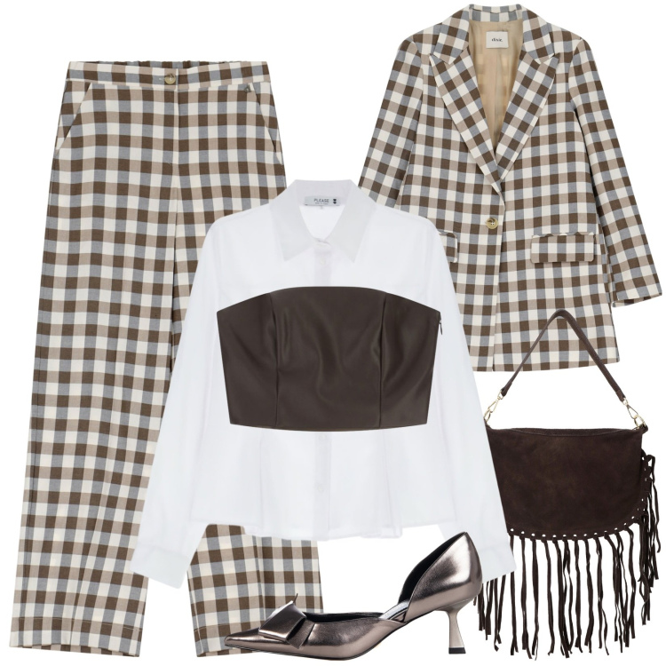 Outfit donna - La donna urbana. Stile Urban per Tutti i giorni. Abbinamento con décolleté, camicie, pantaloni, blazer, borse a tracolla, top.