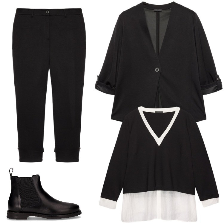 Outfit donna - Total look #2248286. Stile Urban per Ufficio. Abbinamento con camicie, blazer, stivaletti chelsea, pantaloni.