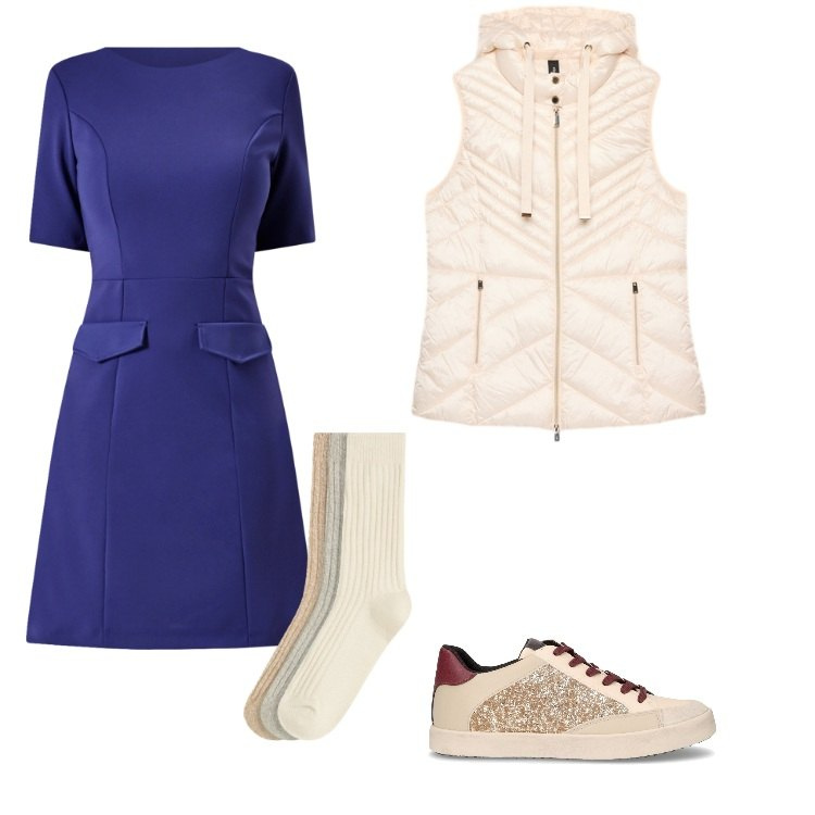 Outfit donna - Total look #2248294. Stile Sporty chic per Scuola/Università. Abbinamento con calzini, vestiti a tubino, sneakers, piumini.