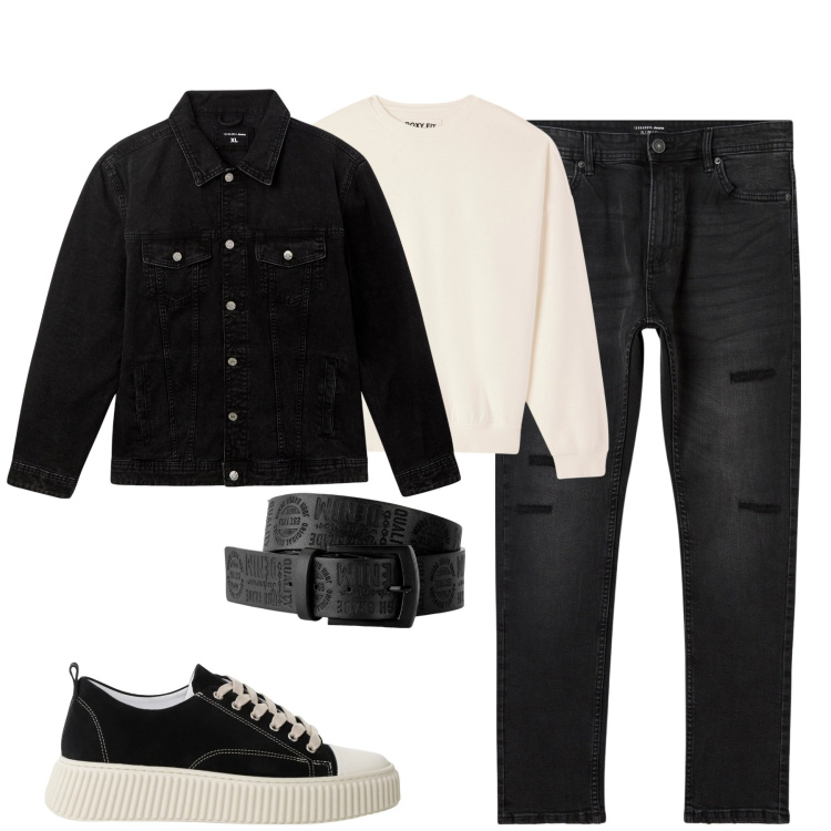 Outfit uomo - Fall. Stile Casual per Tutti i giorni. Abbinamento con cinture, jeans strappati, giacche, felpe, sneakers.