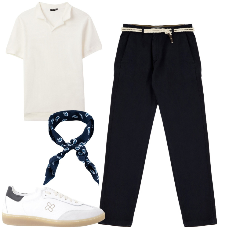 Outfit uomo - Total look #2248322. Stile Casual per Tutti i giorni. Abbinamento con polo, sneakers, pantaloni chino, sciarpe e foulard.