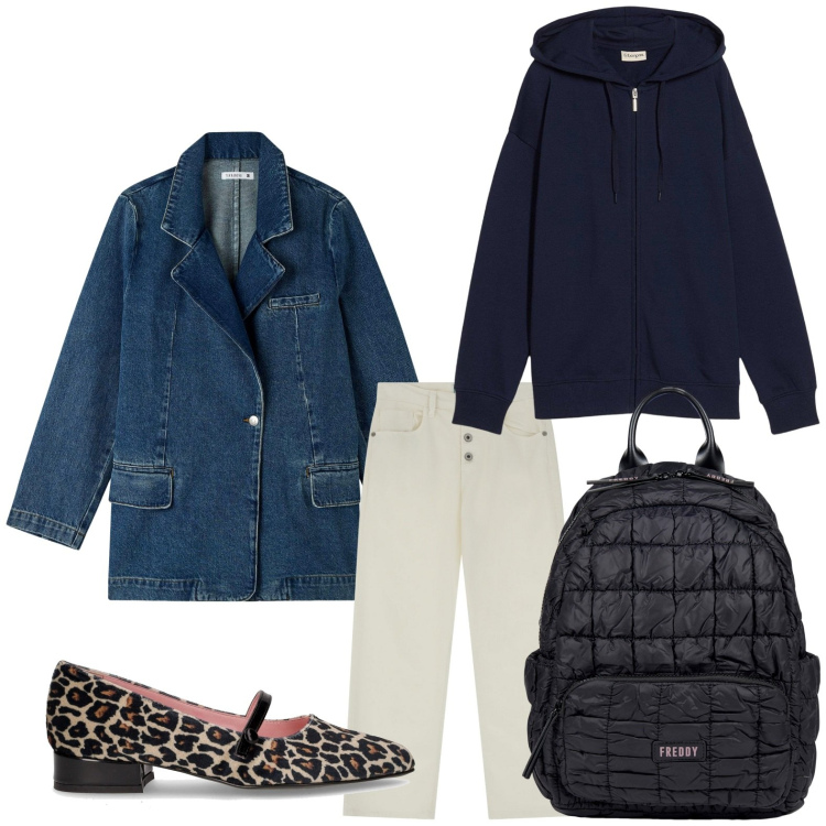 Outfit donna - Il giubbino di jeans super versatile. Stile Casual per Tutti i giorni. Abbinamento con felpe, blazer, pantaloni, zaini, ballerine.