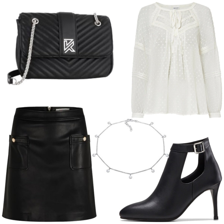 Outfit femme - Casual chic #15436. Style Casual chic pour Bureau. Assortir avec tuniques, bottines, jupes, colliers, sacs à main.