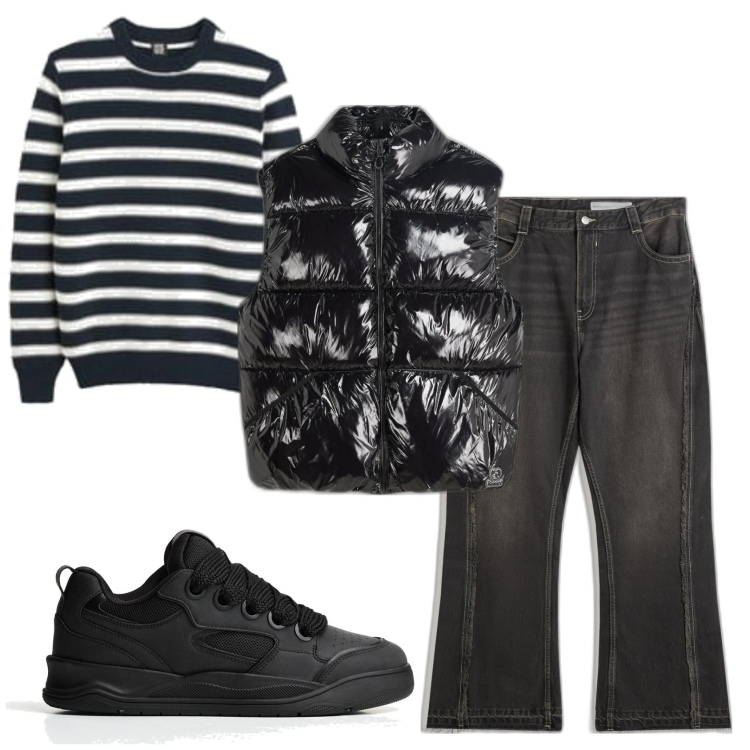 Outfit hombre - Urban style. Estilo Urban para Todos los días. Combinación con prendas de punto, chalecos, vaqueros, sneakers.